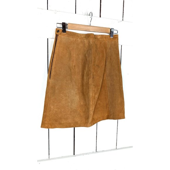 Vintage tan brown suede leather mini pencil skirt - Picture 5 of 6